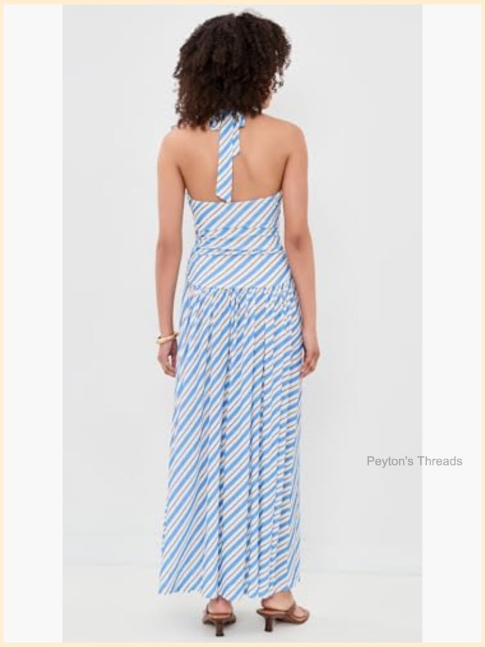 Women's Sancia Halter Midi Dress with Ruched Details in Stripe - Picture 3 of 6